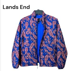 Lands End Women's Quilted Paisley Print Jacket Primaloft Insulated Sz L (14-16)
